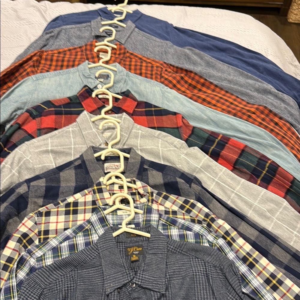 Ten (10) J. Crew Casual Button Down Shirts in various colors and fabric mixes